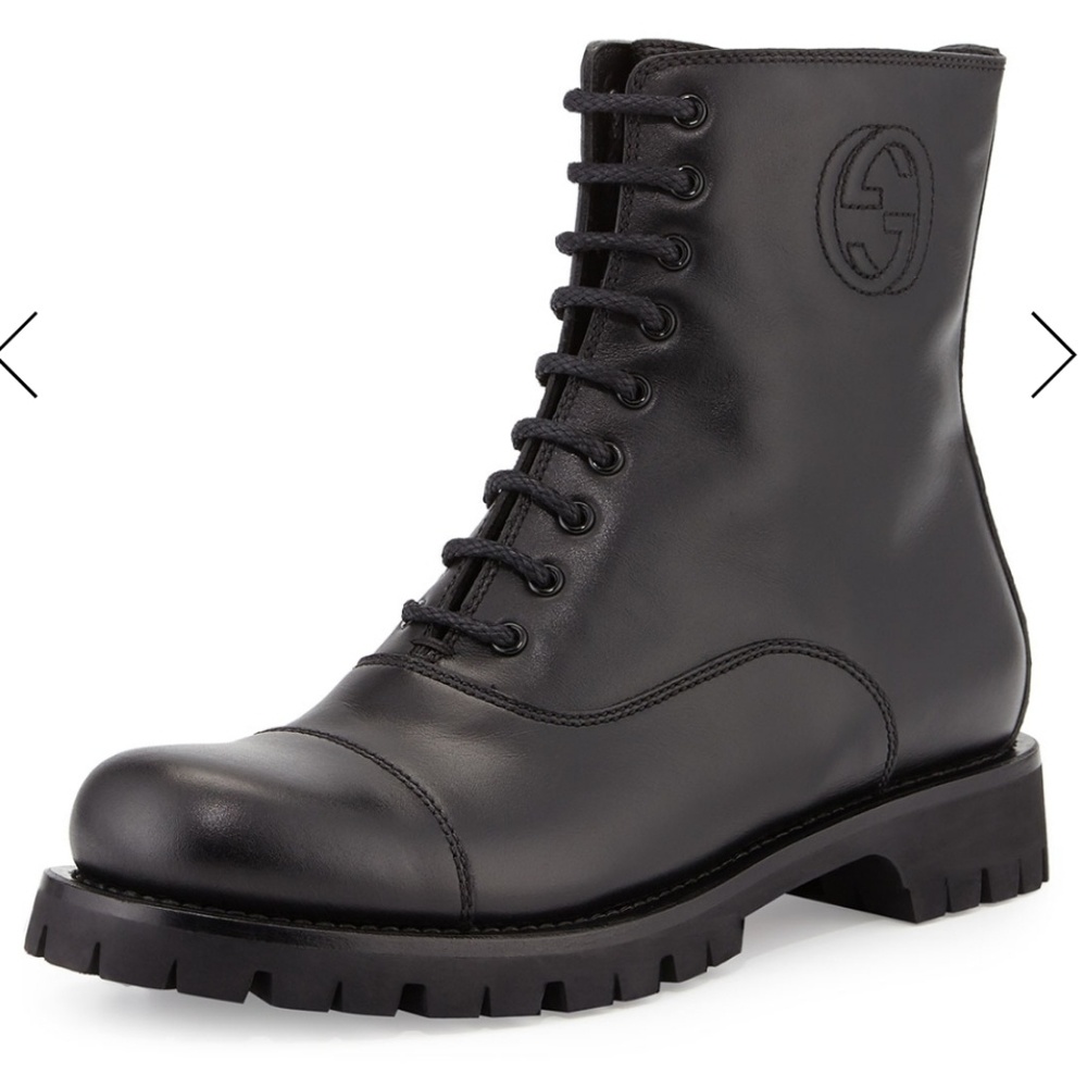Gucci Combat Moto Leather Boot